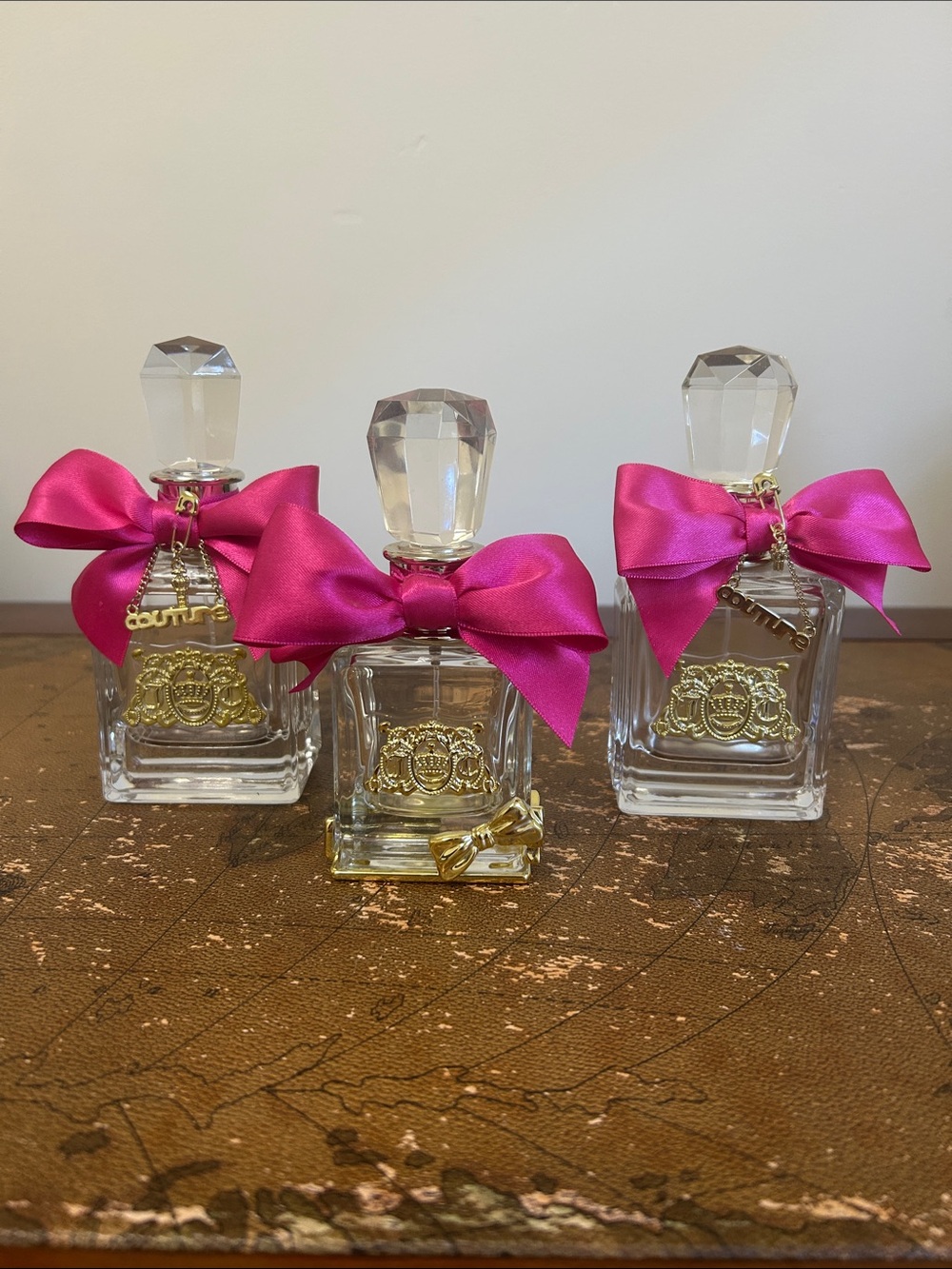 Juicy Couture Viva La Juicy Empty Perfume Bottles Set of 3 Pink Bows